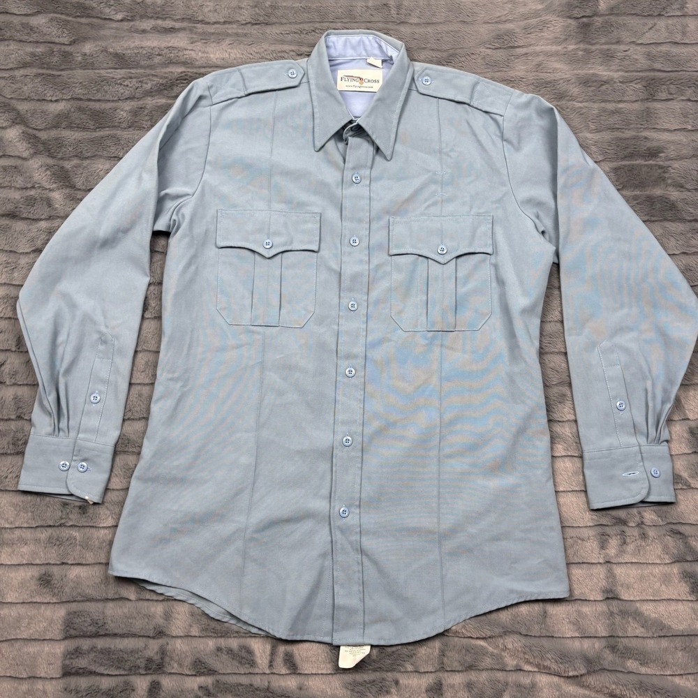 Flying Cross Mens Light Blue Tactical F1 45W66 Uniform Shirt 15.5 32/33